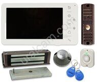 Видеодомофон с электромагнитным замком и бесконтактными ключами на одну дверь